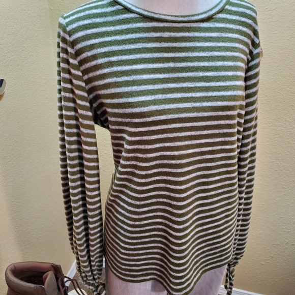 A.n.a Rich Avocado & Gray Striped L/s Popover Top Sz XL NwT - Picture 3 of 13